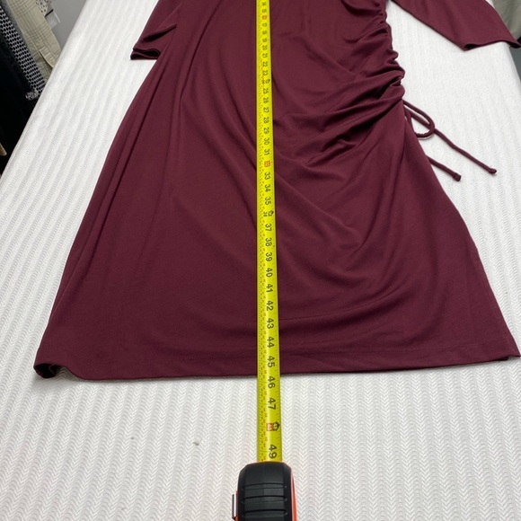 Banana Republic Burgundy Dress Long Sleeve Side Cinch Side Slit Stretch Large - Picture 5 of 12